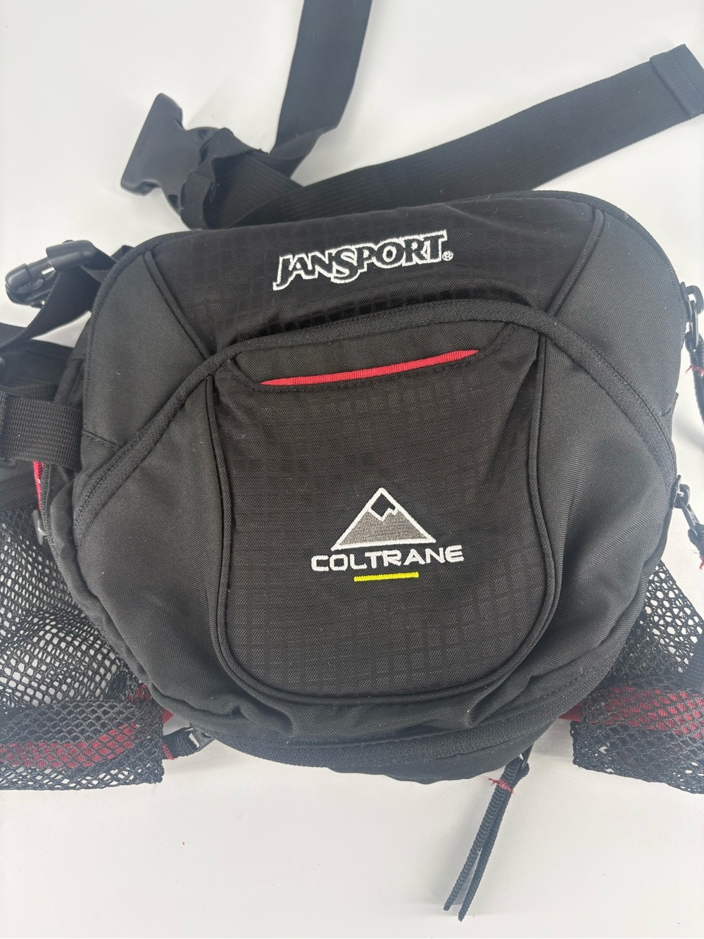 Jansport Black Waist Pack with Red and Yellow Accents
